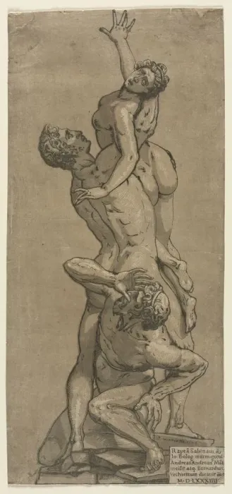 Framed Print : The Abduction of a Sabine Woman. Creator: Andrea Andreani (Italian, about 1558-1610) Framed Print : The Abduction of a Sabine Woman. Creator: Andrea Andreani (Italian, about 1558-1610)