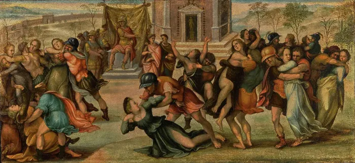 Framed Print : The Abduction of the Sabines, about 1520. Creator: Girolamo del Pacchia Framed Print : The Abduction of the Sabines, about 1520. Creator: Girolamo del Pacchia