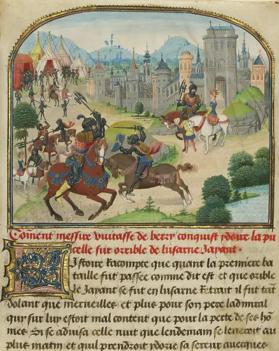 Framed Print : The Abduction of Ydoire, written 1463-1465; illuminated 1467-1472. Creators: Loyset Liedet, Pol Fruit Framed Print : The Abduction of Ydoire, written 1463-1465; illuminated 1467-1472. Creators: Loyset Liedet, Pol Fruit