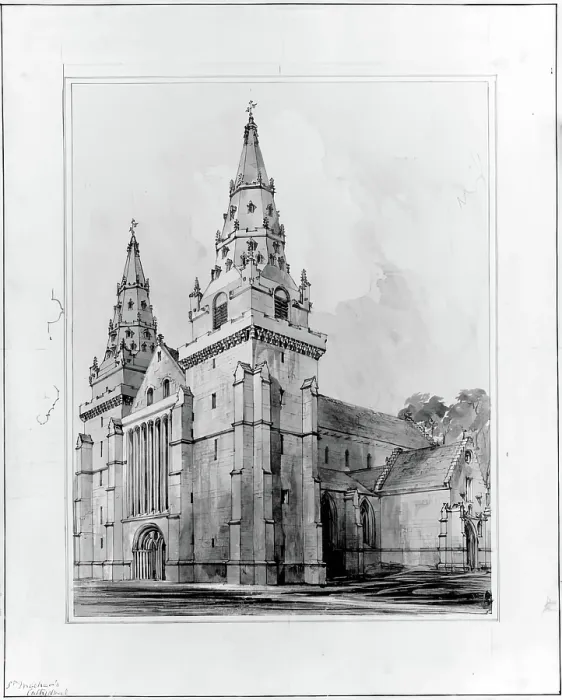 Framed Print : Aberdeen Cathedral - Western Towers, 1848-1852. Creator: Robert William Billings Framed Print : Aberdeen Cathedral - Western Towers, 1848-1852. Creator: Robert William Billings