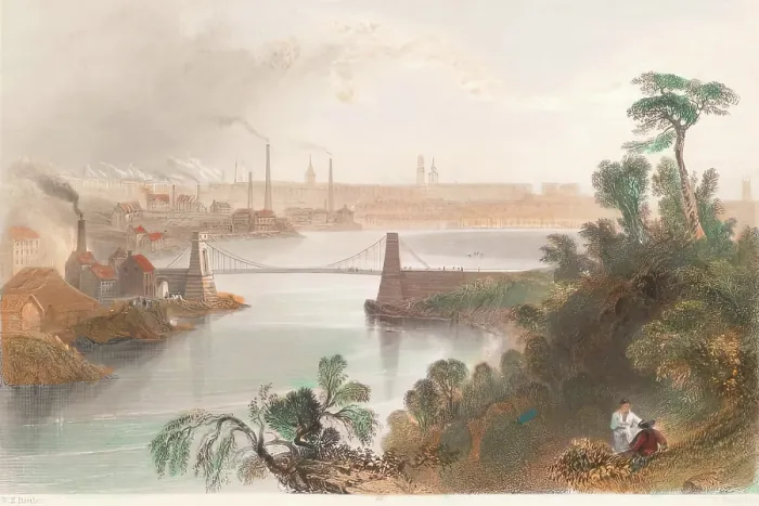 Framed Print : Aberdeen - Views - Aberdeen from the Chain Bridge, 1837. Creator: Unknown Framed Print : Aberdeen - Views - Aberdeen from the Chain Bridge, 1837. Creator: Unknown