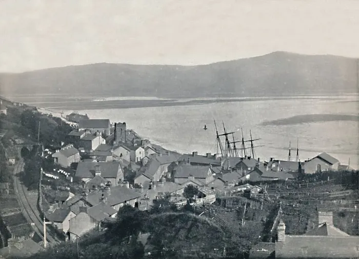 Framed Print : Aberdovey - View of the Town and the Bay, 1895 Framed Print : Aberdovey - View of the Town and the Bay, 1895
