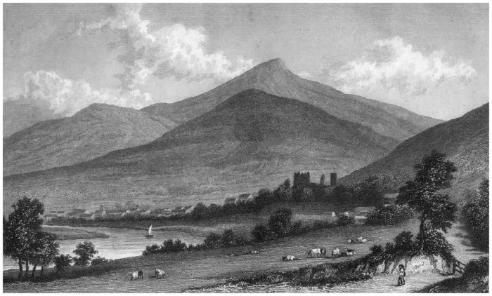 Framed Print : Abergavenny from the Usk Road, Wales, 19th century(?). Artist: E Francis Framed Print : Abergavenny from the Usk Road, Wales, 19th century(?). Artist: E Francis