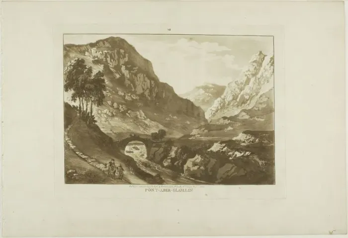 Framed Print : Aberglaslyn Bridge (North Wales), 1776. Creator: Paul Sandby Framed Print : Aberglaslyn Bridge (North Wales), 1776. Creator: Paul Sandby