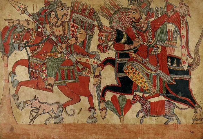 Framed Print : Abhimanyu Hunting, Scene from the Story of the Marriage of Abhimanyu and Vatsala... c1850. Creator: Unknown Framed Print : Abhimanyu Hunting, Scene from the Story of the Marriage of Abhimanyu and Vatsala... c1850. Creator: Unknown
