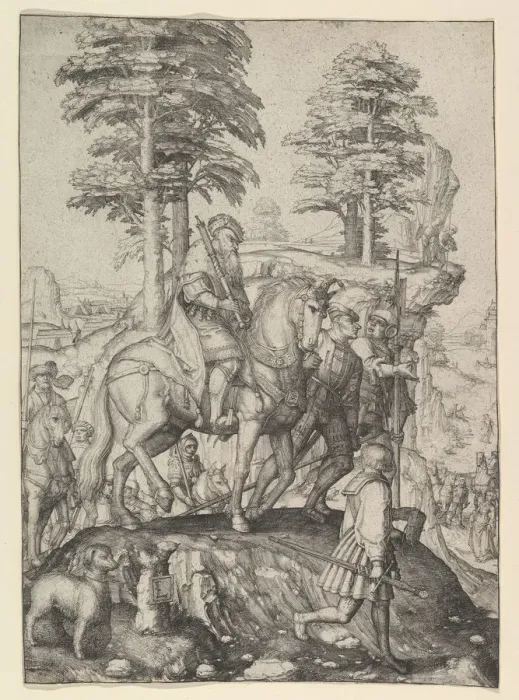 Framed Print : Abigail Before David, ca. 1507. Creator: Lucas van Leyden
