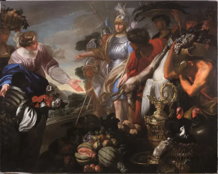 Framed Print : Abigail Offers Gifts to David and His Army Framed Print : Abigail Offers Gifts to David and His Army
