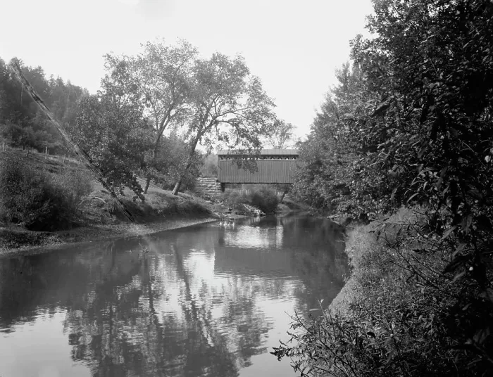Framed Print : Able Man's Narrows, old wagon bridge, c1898. Creator: Unknown Framed Print : Able Man's Narrows, old wagon bridge, c1898. Creator: Unknown