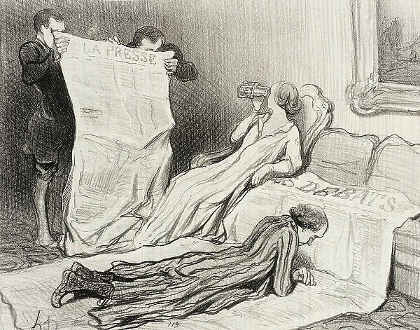 Abonnés recevant leur journal.. 1845. Creator: Honore Daumier
