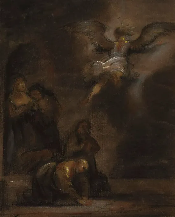 Framed Print : Abraham and the Angel, mid 19th century. Creator: Alfred Jacob Miller Framed Print : Abraham and the Angel, mid 19th century. Creator: Alfred Jacob Miller