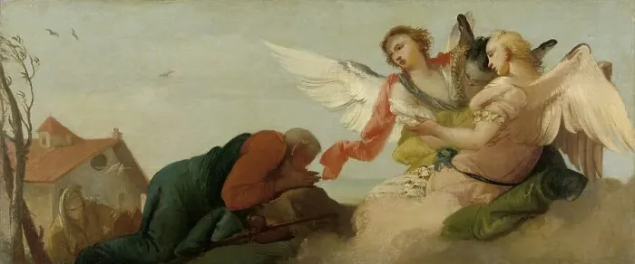 Framed Print : Abraham with the three Angels, 1750-1780. Creator: Francesco Zugno Framed Print : Abraham with the three Angels, 1750-1780. Creator: Francesco Zugno