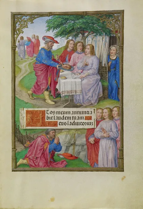 Framed Print : Abraham and the Three Angels; Spinola Hours, about 1510-1520. Creator: Master of James IV of Scotland Framed Print : Abraham and the Three Angels; Spinola Hours, about 1510-1520. Creator: Master of James IV of Scotland