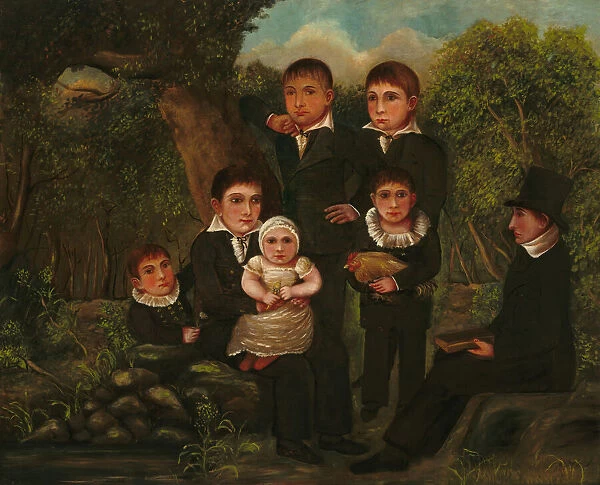 Abraham Clark and His Children, 1822. Creator: J. H