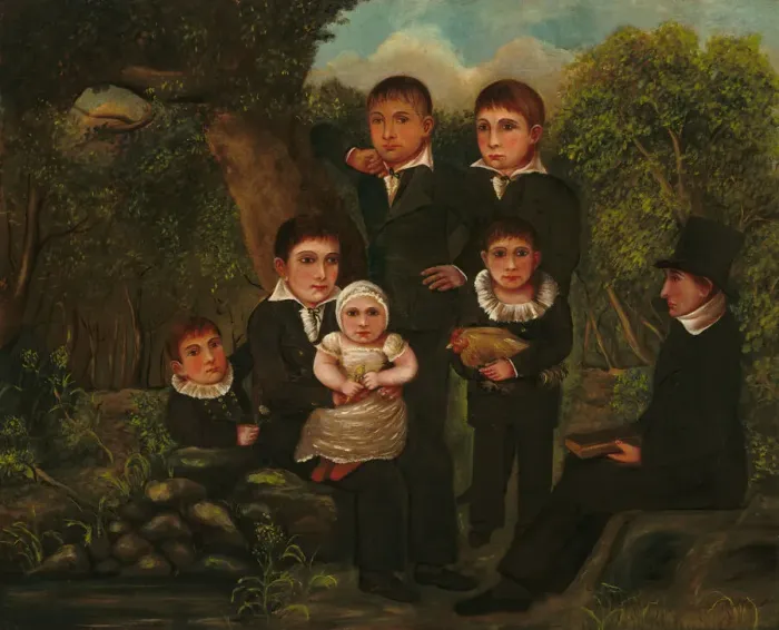 Framed Print : Abraham Clark and His Children, 1822. Creator: J. H Framed Print : Abraham Clark and His Children, 1822. Creator: J. H