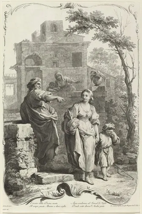 Framed Print : Abraham Dismissing Hagar, c. 1745. Creator: Joseph Wagner Framed Print : Abraham Dismissing Hagar, c. 1745. Creator: Joseph Wagner