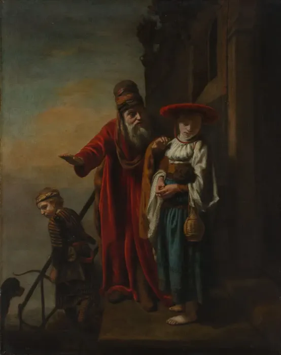 Framed Print : Abraham Dismissing Hagar and Ishmael, 1653. Creator: Nicolaes Maes