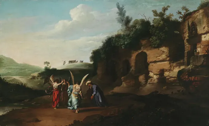 Framed Print : Abraham greets the angels, 1601-1631. Creator: Jan Symonsz. Pynas Framed Print : Abraham greets the angels, 1601-1631. Creator: Jan Symonsz. Pynas