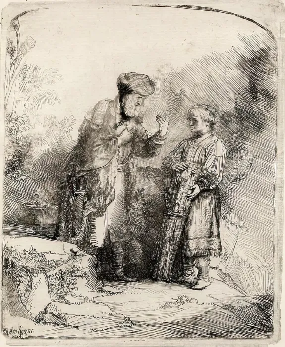 Framed Print : Abraham and Isaac, 1645. Creator: Rembrandt Harmensz van Rijn Framed Print : Abraham and Isaac, 1645. Creator: Rembrandt Harmensz van Rijn