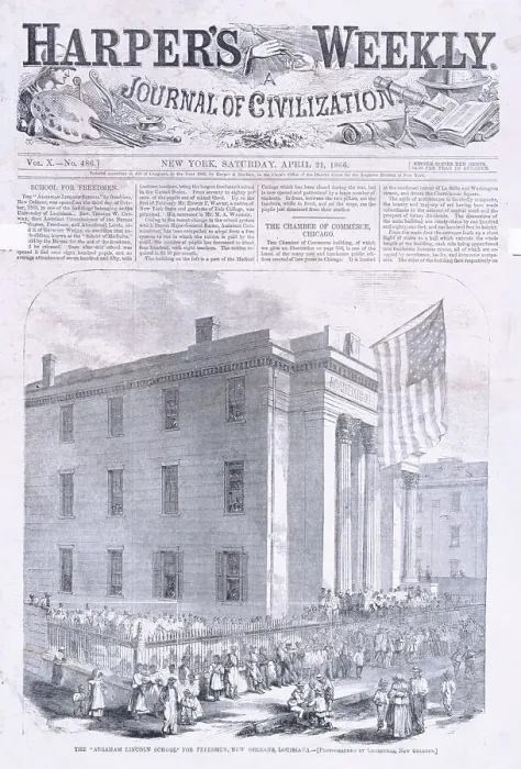 Framed Print : The Abraham Lincoln school for freedmen, New Orleans, Louisiana. 1866-04-21. Creator: Unknown. The Abraham Lincoln school for freedmen, New Orleans, Louisiana. 1866-04-21. Creator: Unknown Framed Print : The Abraham Lincoln school for freedmen, New Orleans, Louisiana. 1866-04-21. Creator: Unknown. The Abraham Lincoln school for freedmen, New Orleans, Louisiana. 1866-04-21. Creator: Unknown