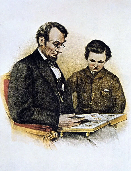 Abraham Lincoln and his son Tad, 9 February 1864