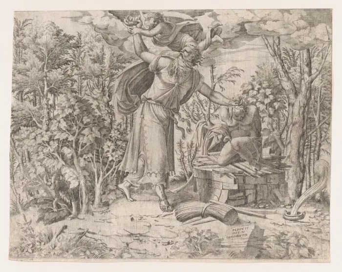 Framed Print : Abraham Sacrificing Isaac, 1535-55. Creator: Jean Mignon Framed Print : Abraham Sacrificing Isaac, 1535-55. Creator: Jean Mignon