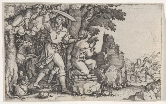 Framed Print : Abrahams Sacrifice, from The Story of Abraham. Creator: Georg Pencz Framed Print : Abrahams Sacrifice, from The Story of Abraham. Creator: Georg Pencz