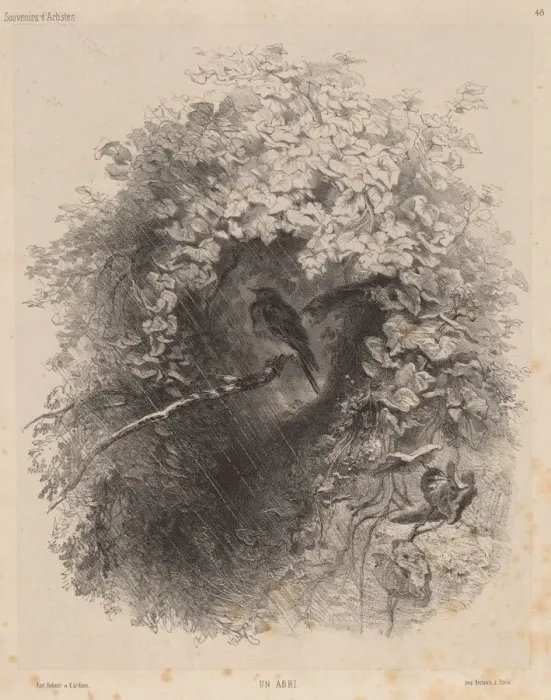 Framed Print : Un Abri (A Shelter), 1858. Creator: Karl Bodmer Framed Print : Un Abri (A Shelter), 1858. Creator: Karl Bodmer