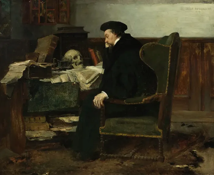 Framed Print : Absorbed in his Studies, 1874. Creator: Eilif Peterssen Framed Print : Absorbed in his Studies, 1874. Creator: Eilif Peterssen