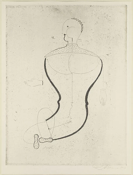 Abstract figure to the left, 1923. Creator: Schlemmer, Oskar (1888-1943)