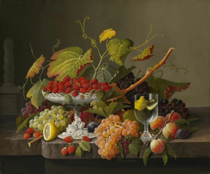 Framed Print : An Abundance of Fruit, c. 1860. Creator: Severin Roesen Framed Print : An Abundance of Fruit, c. 1860. Creator: Severin Roesen