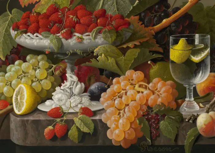 Framed Print : An Abundance of Fruit, c. 1860. Creator: Severin Roesen Framed Print : An Abundance of Fruit, c. 1860. Creator: Severin Roesen