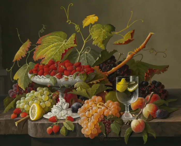 Framed Print : An Abundance of Fruit, c. 1860. Creator: Severin Roesen Framed Print : An Abundance of Fruit, c. 1860. Creator: Severin Roesen
