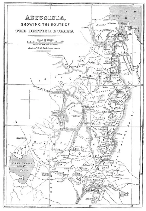 Framed Print : Abyssinia, showing the route of the British forces, 1868. Creator: John Dower Framed Print : Abyssinia, showing the route of the British forces, 1868. Creator: John Dower
