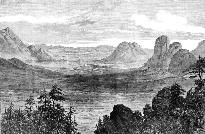 Framed Print : The Abyssinian Expedition: the British camp at Senafe on Christmas Day, 1868. Creator: Unknown Framed Print : The Abyssinian Expedition: the British camp at Senafe on Christmas Day, 1868. Creator: Unknown
