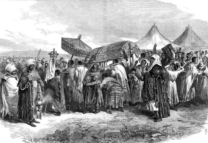 Framed Print : The Abyssinian Expedition: funeral of the widow of King Theodore at Aikhullet, 1868. Creator: Unknown Framed Print : The Abyssinian Expedition: funeral of the widow of King Theodore at Aikhullet, 1868. Creator: Unknown