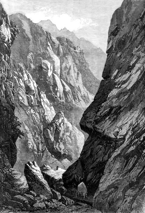 Framed Print : The Abyssinian Expedition: the Middle Sooroo Defile in the Senafe Pass, 1868. Creator: Mason Jackson Framed Print : The Abyssinian Expedition: the Middle Sooroo Defile in the Senafe Pass, 1868. Creator: Mason Jackson