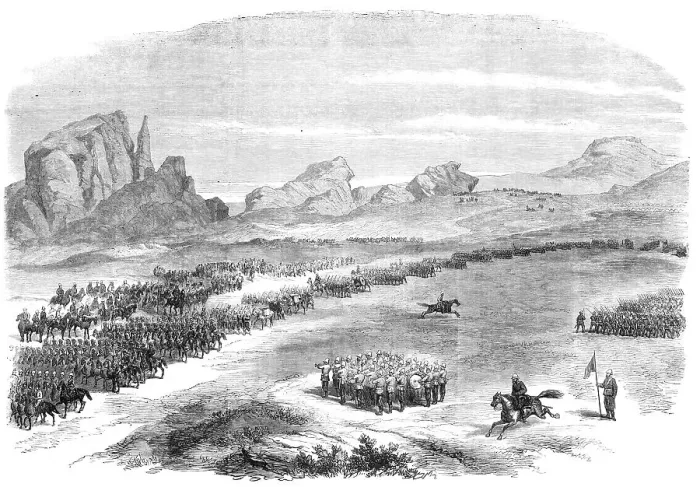 Framed Print : The Abyssinian Expedition: review of the British Army on the Queen's birthday, at Senafe, 1868. Creator: Unknown Framed Print : The Abyssinian Expedition: review of the British Army on the Queen's birthday, at Senafe, 1868. Creator: Unknown