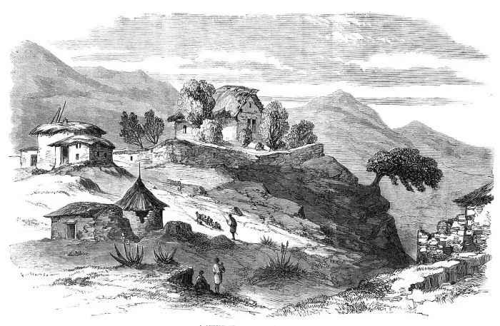 Framed Print : The Abyssinian Expedition: a sketch in the town of Adigerat, 1868. Creator: Unknown Framed Print : The Abyssinian Expedition: a sketch in the town of Adigerat, 1868. Creator: Unknown