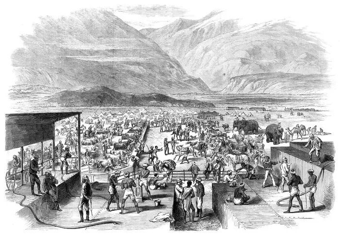 Framed Print : The Abyssinian Expedition: the water-tanks at Zulla, 1868. Creator: Unknown Framed Print : The Abyssinian Expedition: the water-tanks at Zulla, 1868. Creator: Unknown