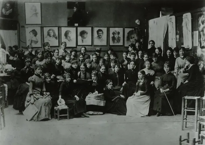 Framed Print : Academie Julian, Paris, group of art students, c1885, printed later. Creator: Unknown Framed Print : Academie Julian, Paris, group of art students, c1885, printed later. Creator: Unknown