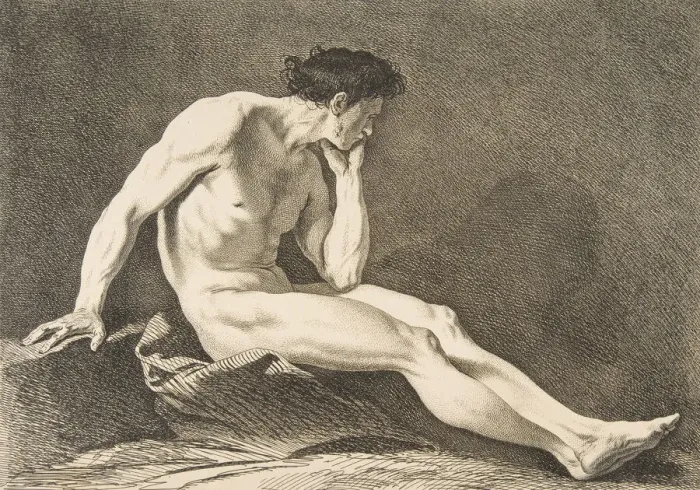 Framed Print : An Academie': Sitting Man, 1742-43. Creator: Carle van Loo Framed Print : An Academie': Sitting Man, 1742-43. Creator: Carle van Loo