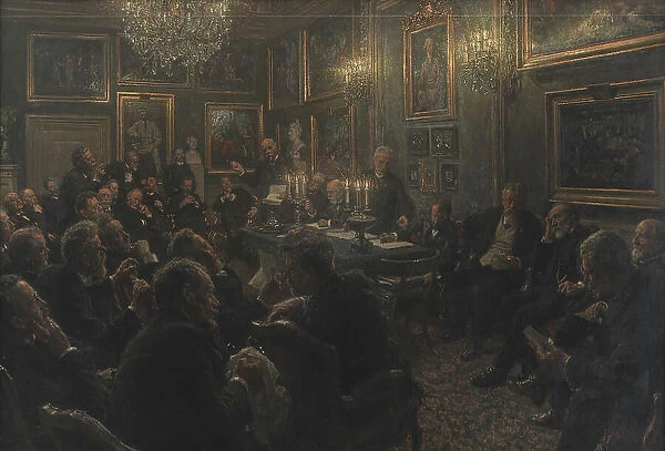 An academy council assembly at Charlottenborg in 1904, 1906-1908. Creator: Viggo Johansen