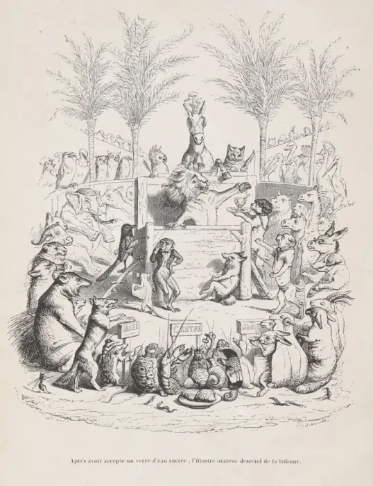 Framed Print : After accepting a glass of sweet water, the illustrious orator descends from the pl Framed Print : After accepting a glass of sweet water, the illustrious orator descends from the pl