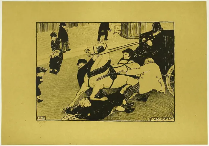 Framed Print : The Accident, 1893. Creator: Félix Vallotton Framed Print : The Accident, 1893. Creator: Félix Vallotton
