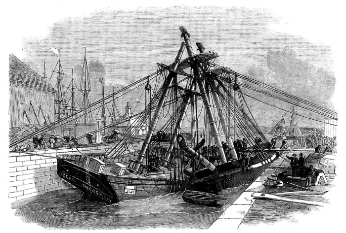 Framed Print : Accident at the Entry Lock of the East India Docks, Blackwall, 1858. Creator: Unknown Framed Print : Accident at the Entry Lock of the East India Docks, Blackwall, 1858. Creator: Unknown