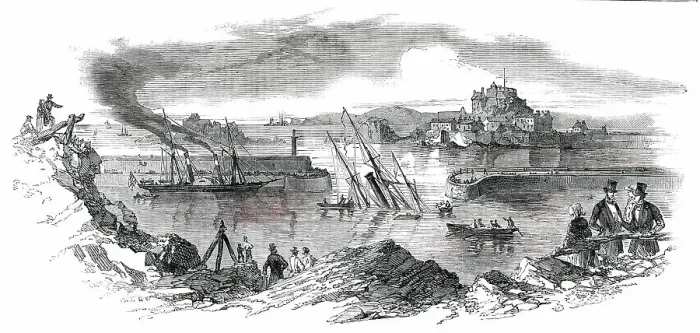 Framed Print : Accident to Her Majesty's Steamer Cuckoo, at Jersey, 1850. Creator: Unknown. Accident to Her Majesty's Steamer Cuckoo, at Jersey, 1850. Creator: Unknown Framed Print : Accident to Her Majesty's Steamer Cuckoo, at Jersey, 1850. Creator: Unknown. Accident to Her Majesty's Steamer Cuckoo, at Jersey, 1850. Creator: Unknown