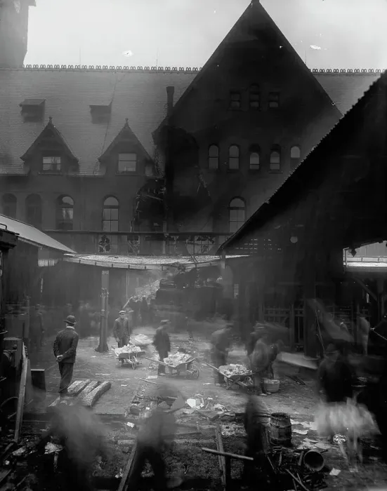 Framed Print : Accident at M.C.R.R. depot, Nov. 12th, 1906, Detroit, Mich. 1906 Nov 12. Creator: Unknown Framed Print : Accident at M.C.R.R. depot, Nov. 12th, 1906, Detroit, Mich. 1906 Nov 12. Creator: Unknown