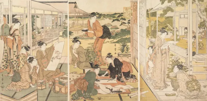 Framed Print : The Four Accomplishments (Kinkishoga), ca. 1788-90. Creator: Kitagawa Utamaro Framed Print : The Four Accomplishments (Kinkishoga), ca. 1788-90. Creator: Kitagawa Utamaro