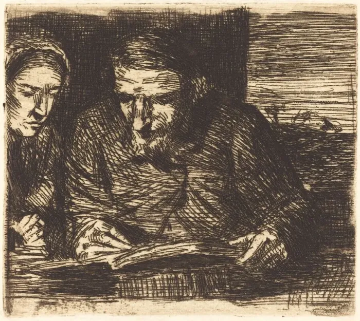 Framed Print : Account Book (Le livre de comptes). Creator: Alphonse Legros Framed Print : Account Book (Le livre de comptes). Creator: Alphonse Legros