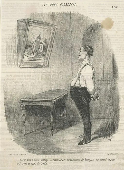 Framed Print : Achat d'un tableau horloge, 19th century. Creator: Honore Daumier Framed Print : Achat d'un tableau horloge, 19th century. Creator: Honore Daumier
